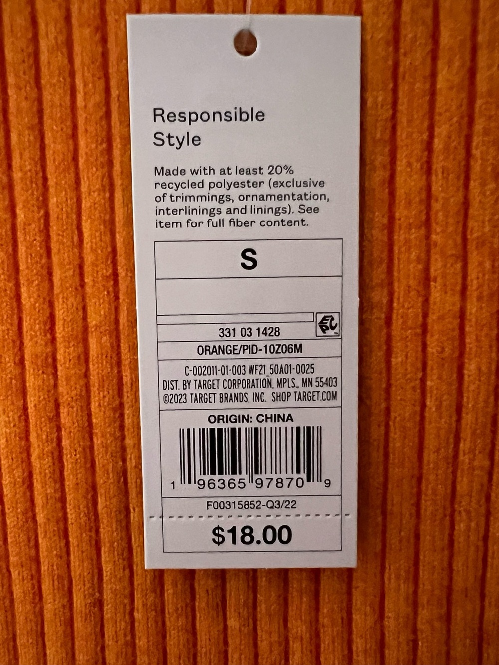 Orange Ribbed Crop Tank Top - Picture 3 of 3